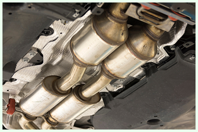 underside view of catalytic converter