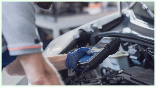 Person checking emissions report